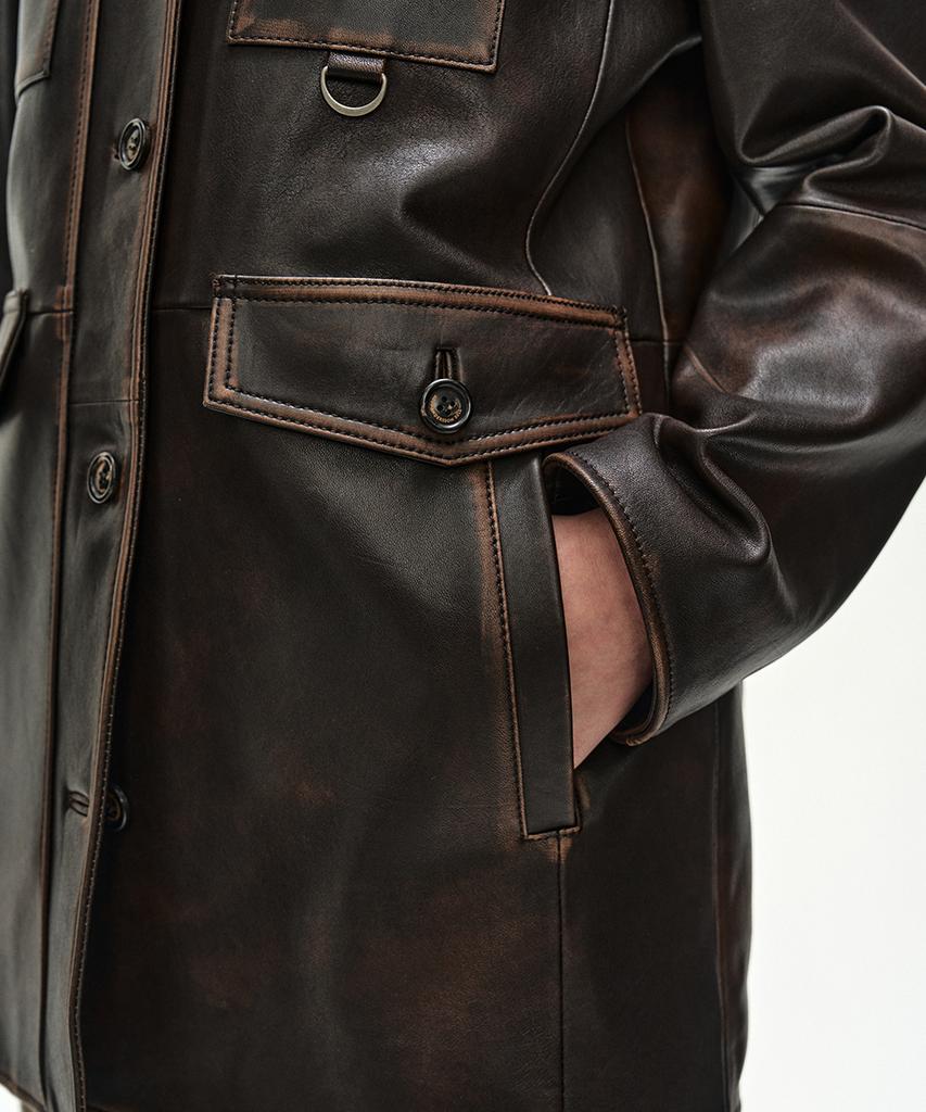 ADSB ANDERSSON BELL Fur Collar Field Leather Jacket (Brown)