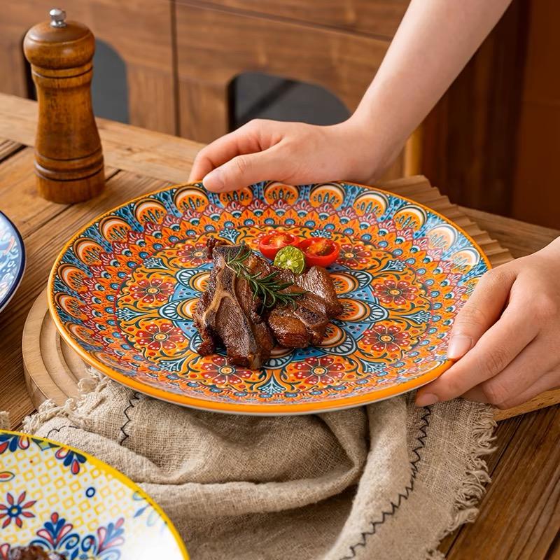 6.5in/8in/10in Ceramic Plates Egg Plate Bone Disc Western Steak Main Course Plates Shallow Flat Plates