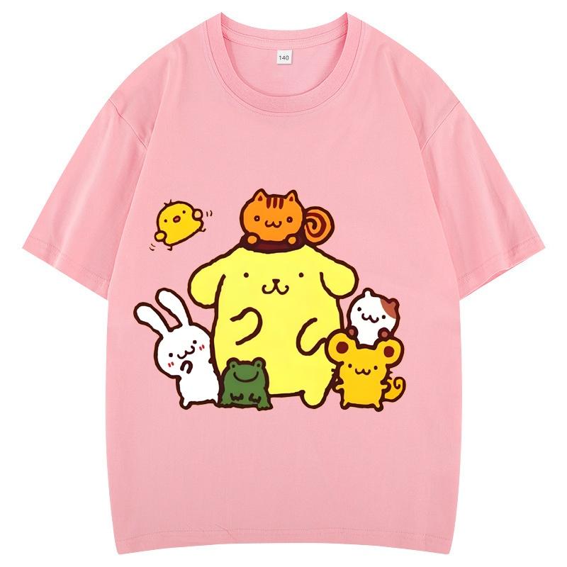 Pom Pom Purin Tshirt Kids Cartoon Casual Summer Girls Short-sleeved Girls T-shirt Clothes BoysTeen Clothing