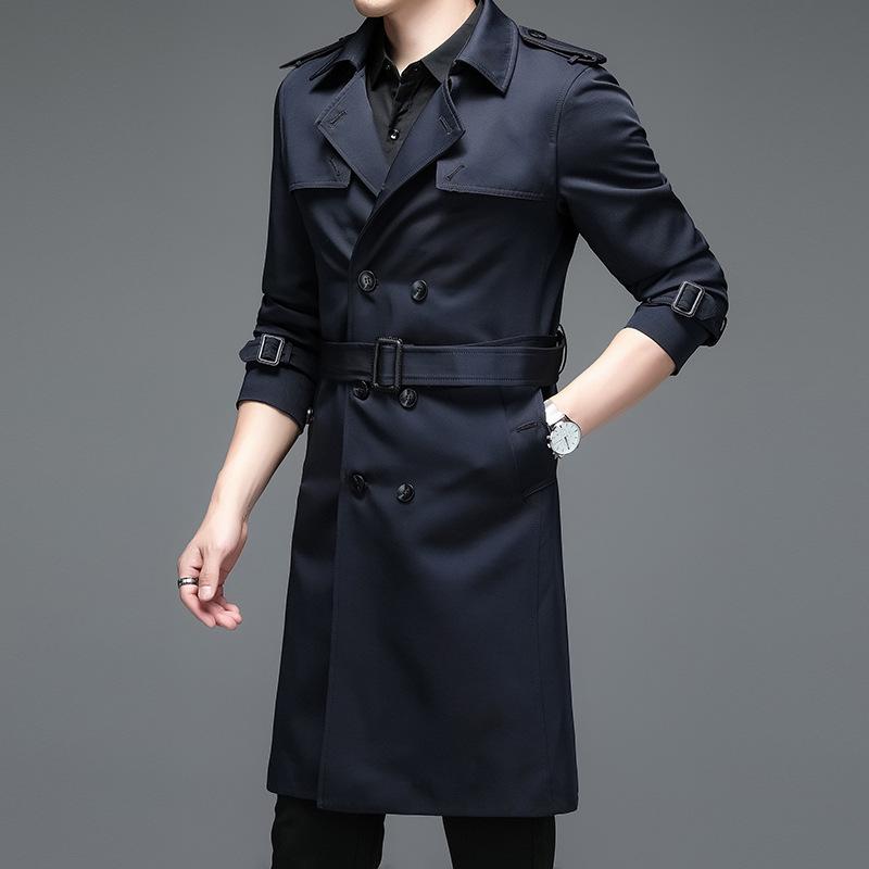 2025 Men's Mid-Length Korean Style Trench Coat - Business Casual Spring/Autumn Jacket