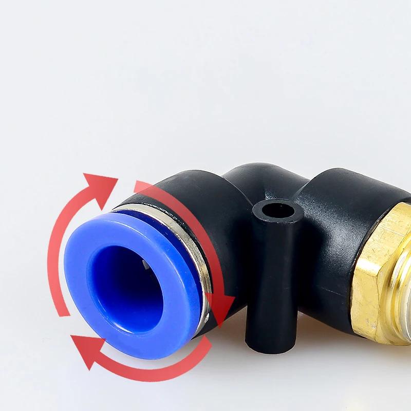 PL pneumatic connector 4mm-12mm hose OD 1/8 "1/4" 3/8 "1/2" male pneumatic thread tube elbow connector tube Air Push In mount