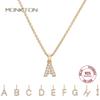 Colar Pingente Letras A-Z em Prata de Lei S925 Monkton para Mulheres Banhado a Ouro 14k Joias da Moda para Festa de Casamento Presente