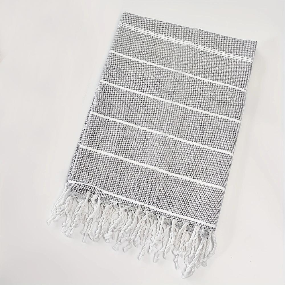 Turkey Beach Towel Shawl Striped Tassel Oversized Bath Towel Absorbent Quick-Drying Outdoor Seaside Sand-Free