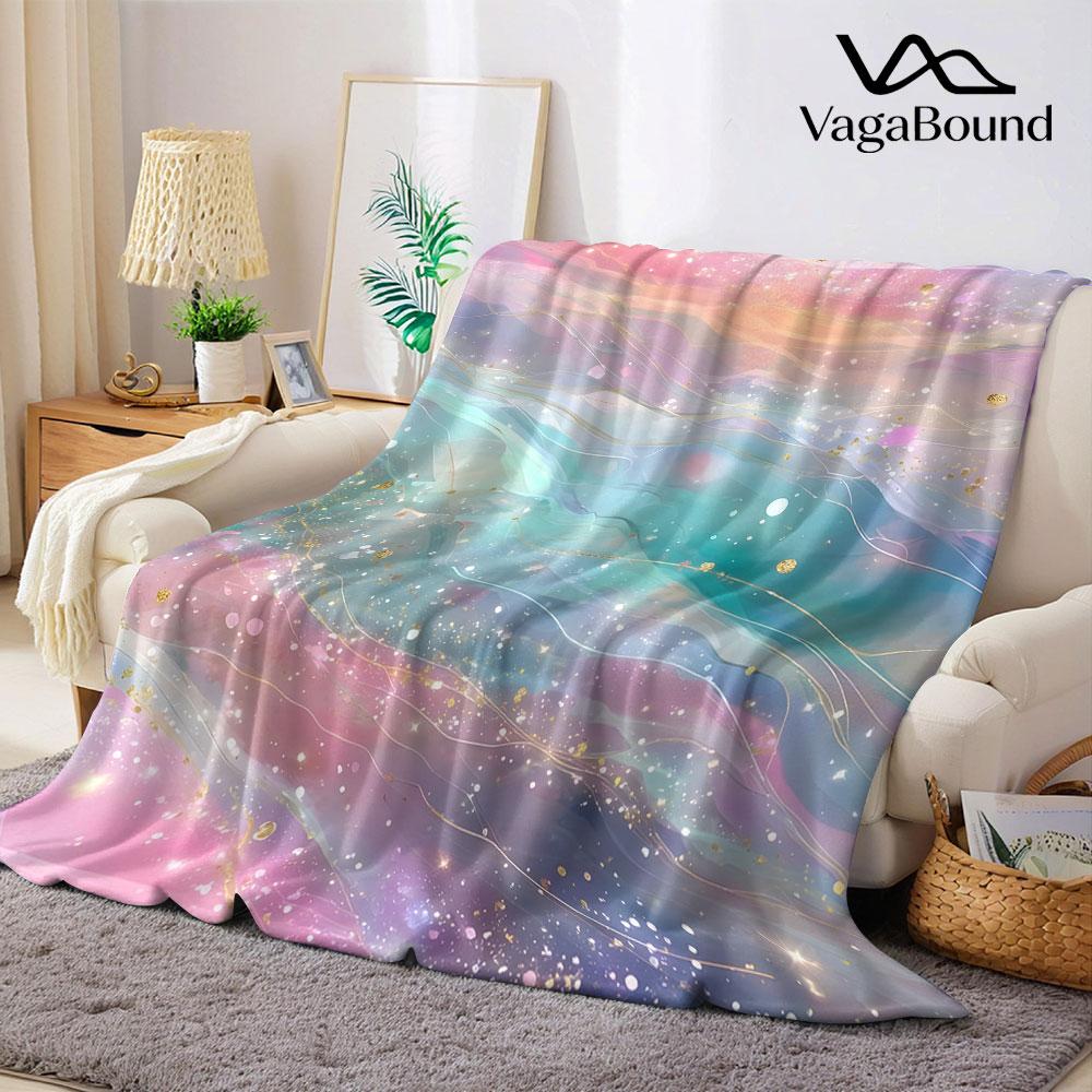 Pastel Galaxy Flannel Blanket Warm Soft Halloween Christmas Decorative Couch Warm Cozy All-Season Gift
