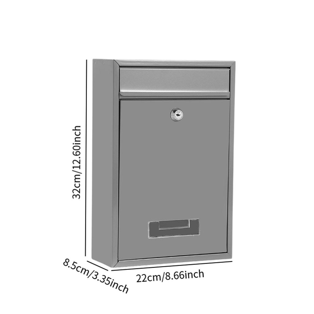 Large Capacity Locking Mailbox, Wall Mount Outdoor Metal Mail Box with 2 Keys, Waterproof Secure Postbox for Home Gate