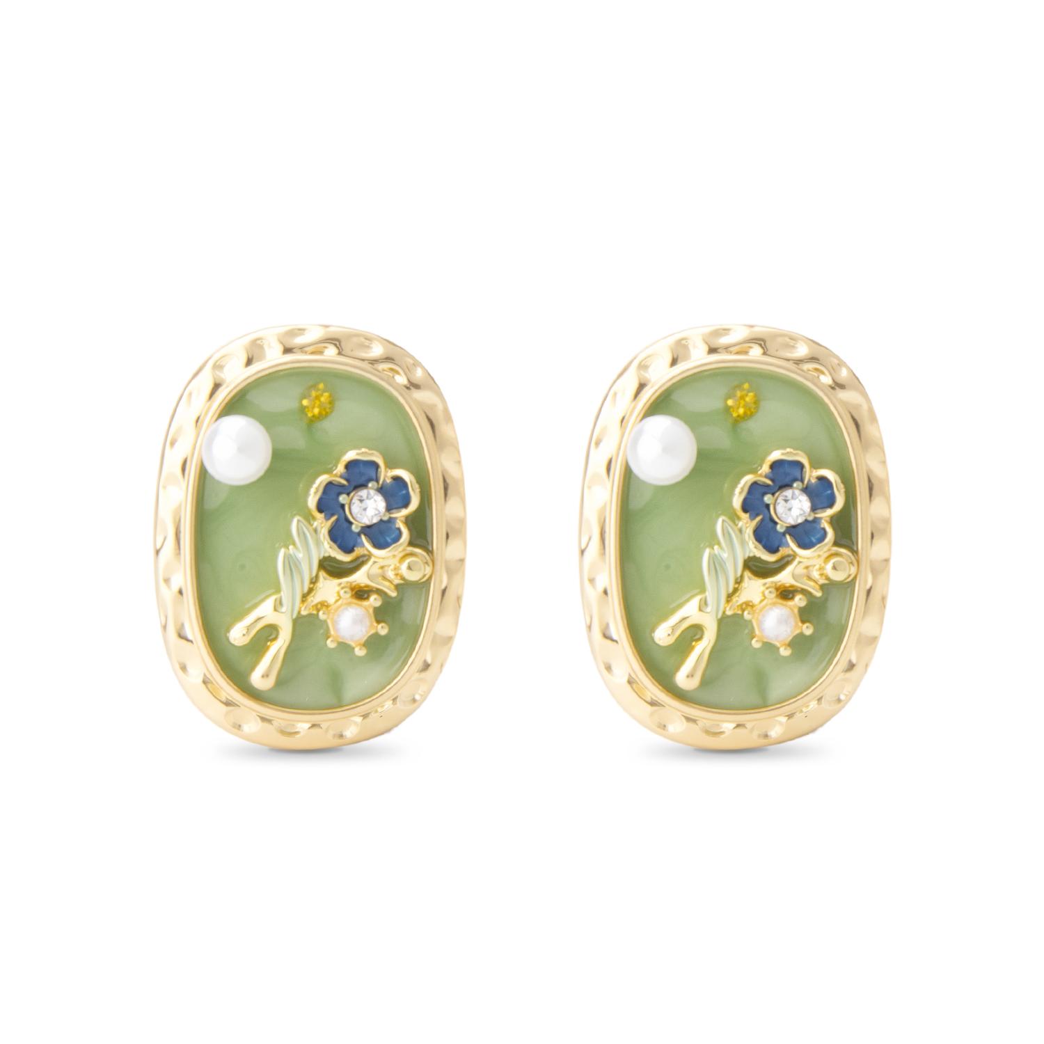 

Cloisonne Women s Earrings Enamel Earrings For Women Pearl Flower Piercing Vintage Green Jewellery Woman Gifts Chinese Ethnic