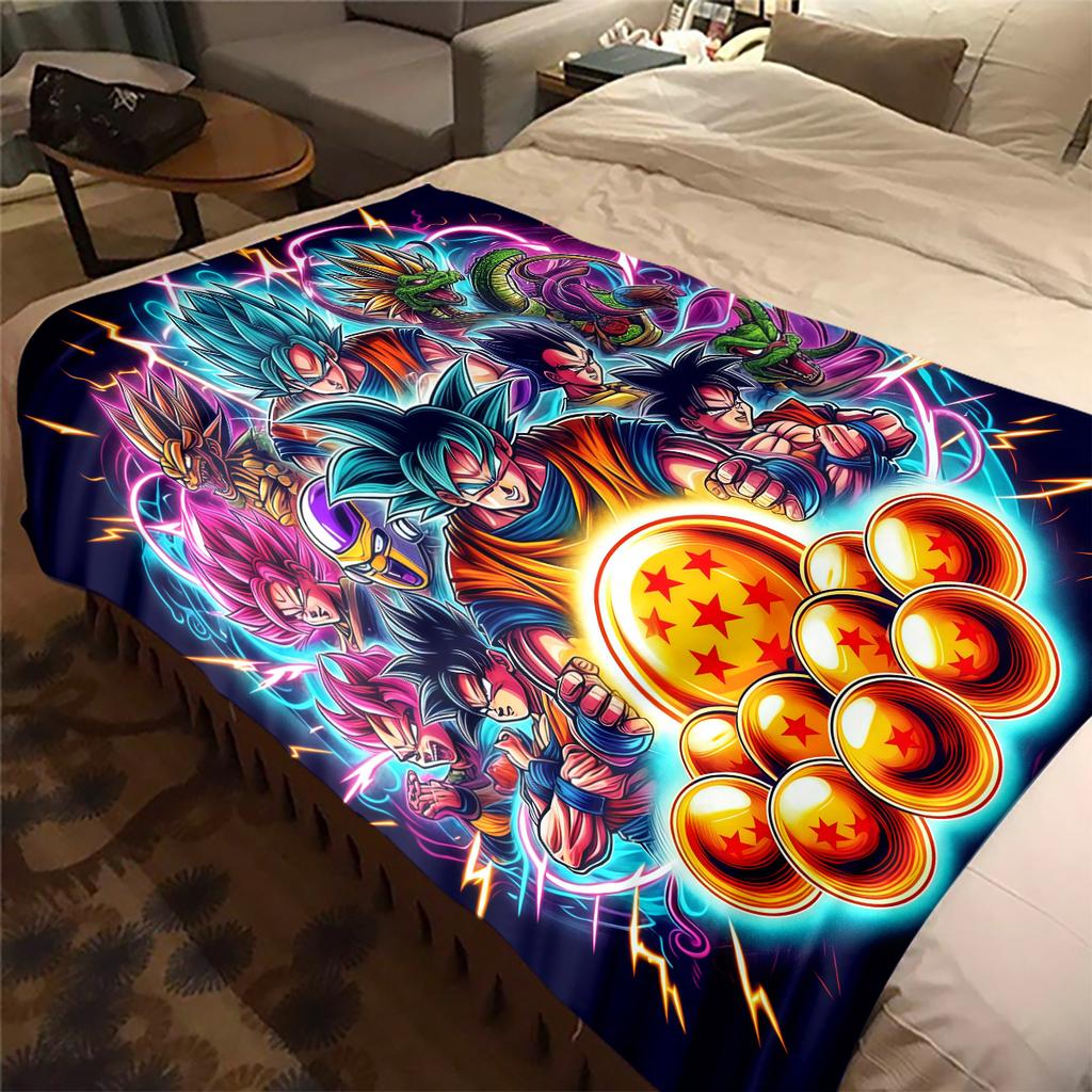 1PC DRAGON BALL Print Flannel Blanket, High Quality All Seasons, Home Decor, Warmth and Comfort, Perfect for Christmas Gifts