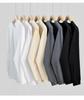 T-shirt Unisex Premium 500g Pesante Grigia 100% Cotone Spazzolato Double-Face a Manica Lunga.