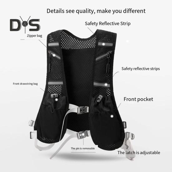 Multi-Pocket Running Vest Breathable Cycling Vest with Phone Holder Reflective Design Mesh Vest with Adjustable Straps for Running Cycling Marathons