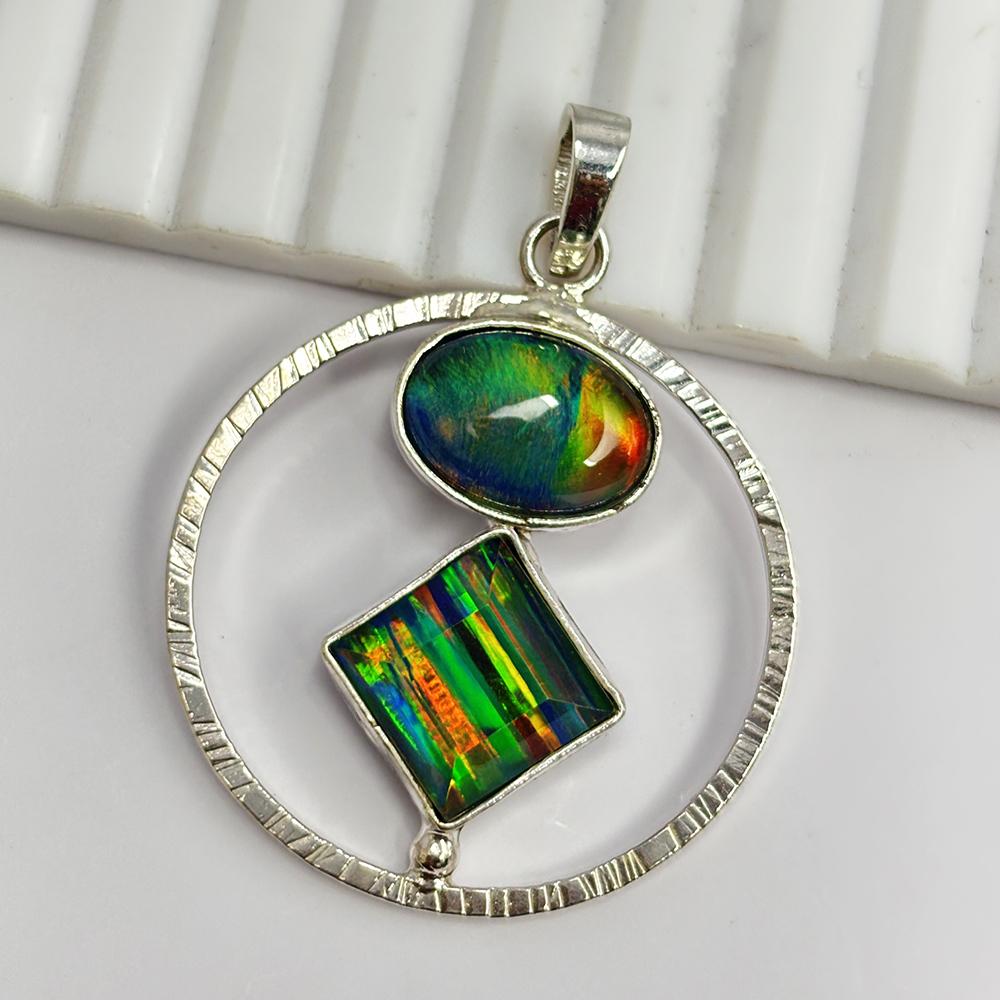 36Ct CERTIFIED Natural Opal 925 Sterling Silver Gemstone Beautiful Fancy Pendant