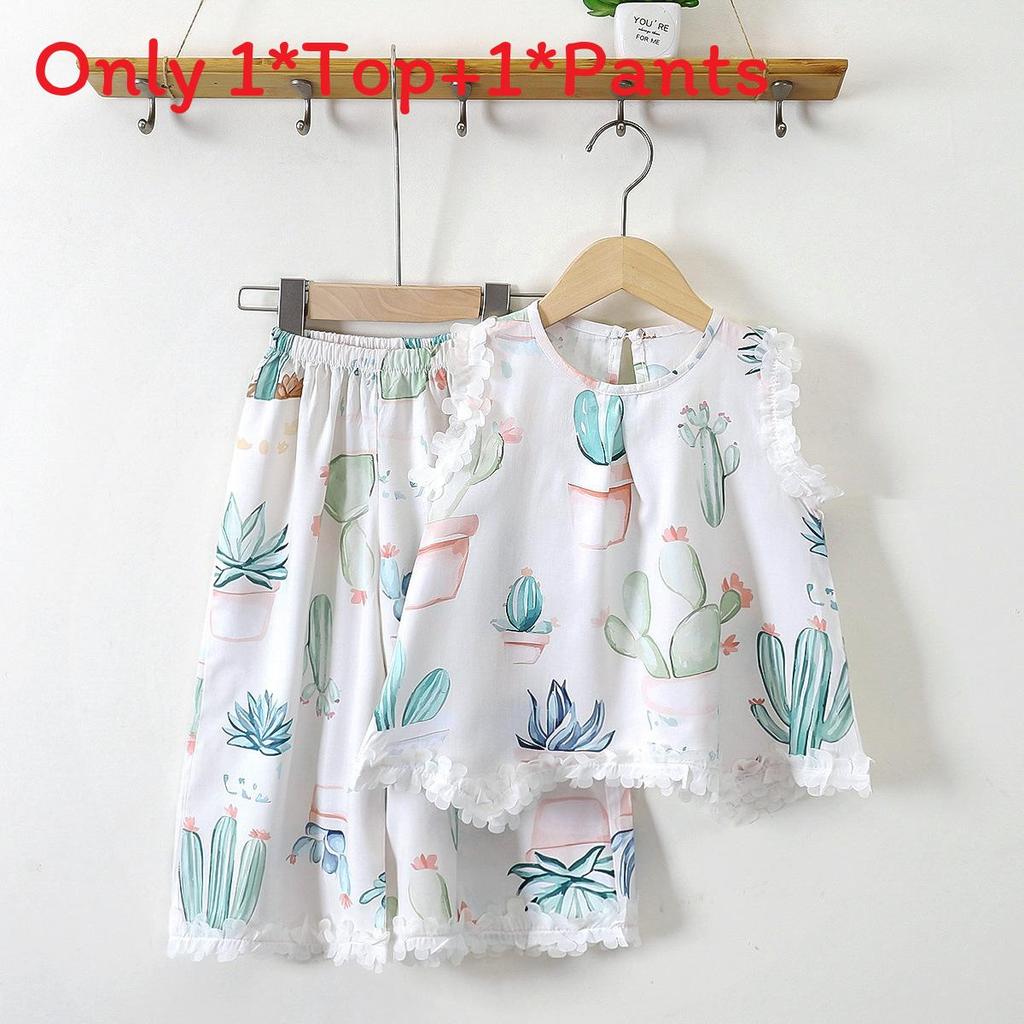 Summer Girl Lingerie Set With Lace Trim Cotton Silk For Toddler Girls