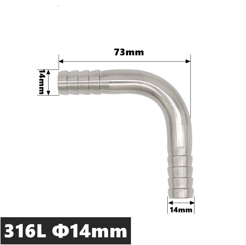 High Qulity 12.7 14 16 19 25 32 38 45 51 57 63 76 89 102mm Hose Barb Tail Elbow 304 316 Stainless Sanitary Pipe Fitting Homebrew