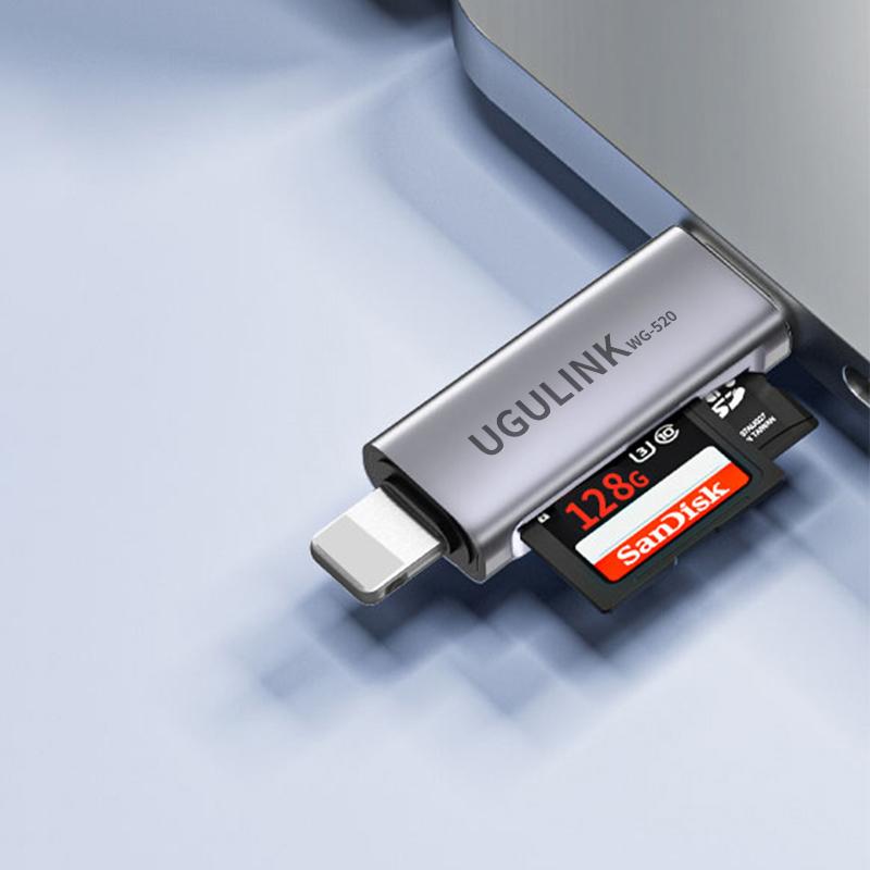 Passer for Apple-mobiltelefonkortlesere, USB3.0-kortlesere SD-kort, TF-kortlesere, skallkortlesere i aluminiumslegering, høyhastighets.