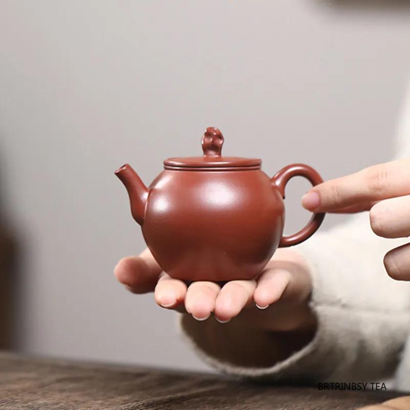 Chinese Tradition Yixing Purple Clay Teapot Beauty Tea Infuser Kettle Handmade Stone Zisha Tea Pot Household Tea Set 110ml