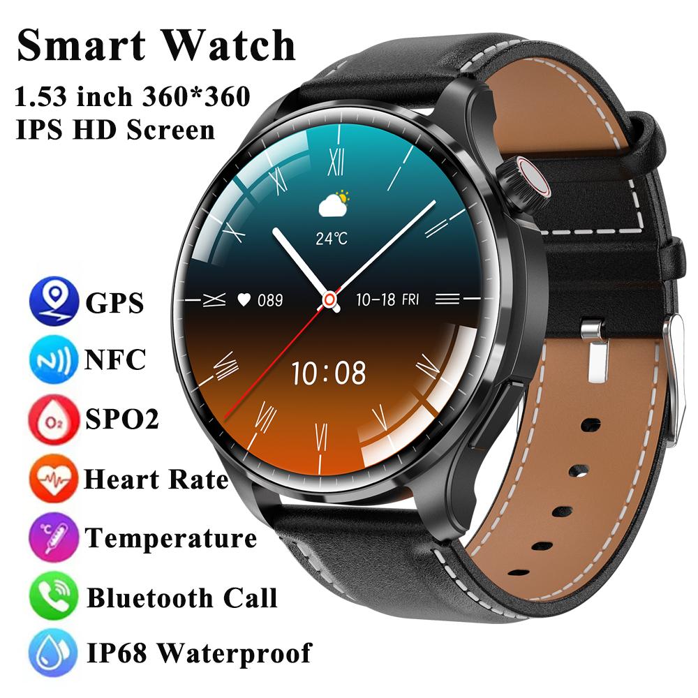 KEYSION 2025 New 1.53'' 48mm Bluetooth Call Smart Watch Men Sport SPO2 Heart Rate Health Monitoring GPS NFC Smartwatch for Android IOS Phone