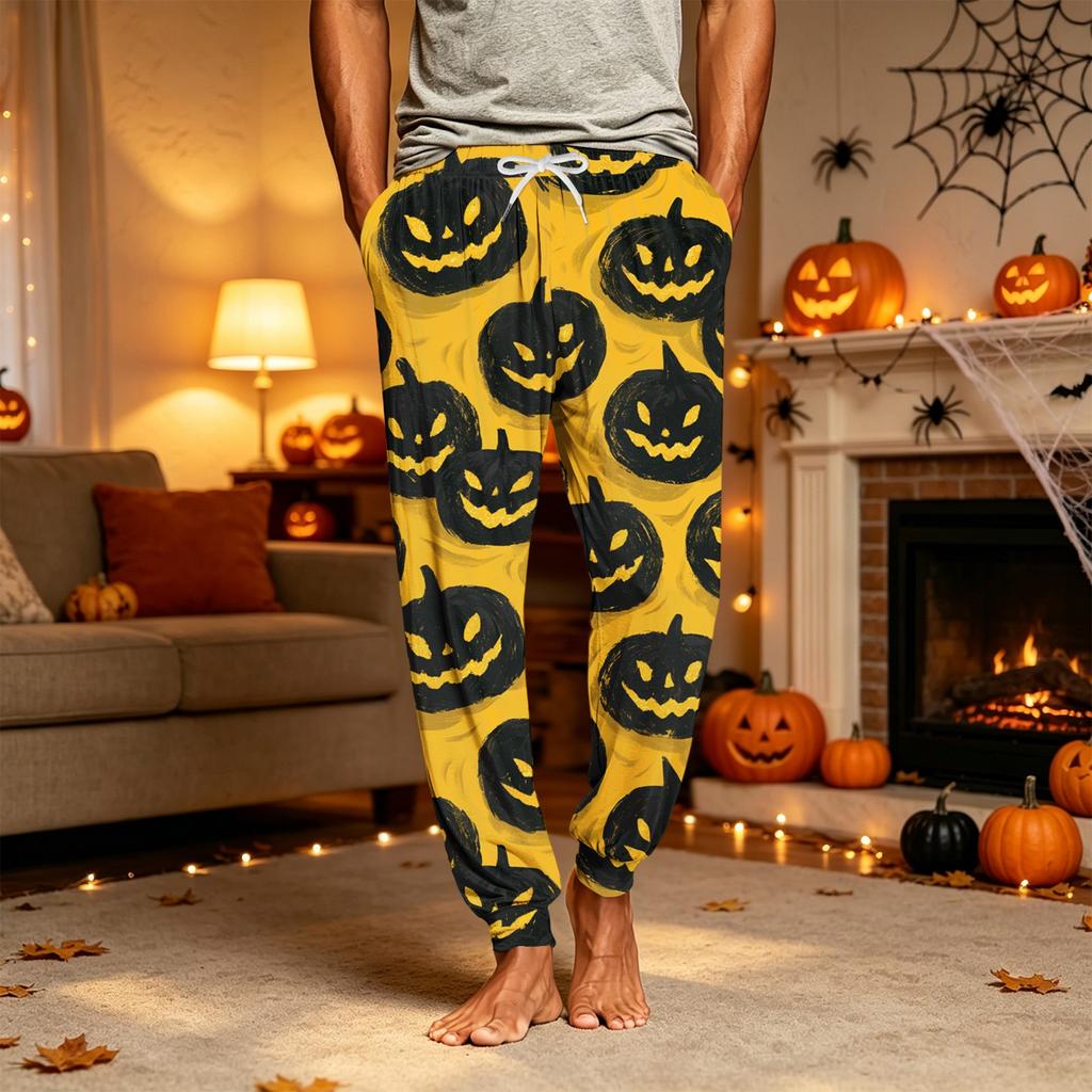 Herren Jogginghose mit Kordelzug und Taschen – Lässige Nachtwäsche Halloween-Print