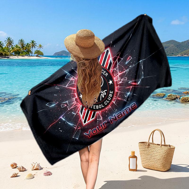 Asciugamano da Spiaggia Personalizzato Ajax Amsterdam, Stampa Testo Nome Personalizzato, Asciugamano Morbido Asciugatura Rapida con Logo Calcio, Regalo per le Vacanze