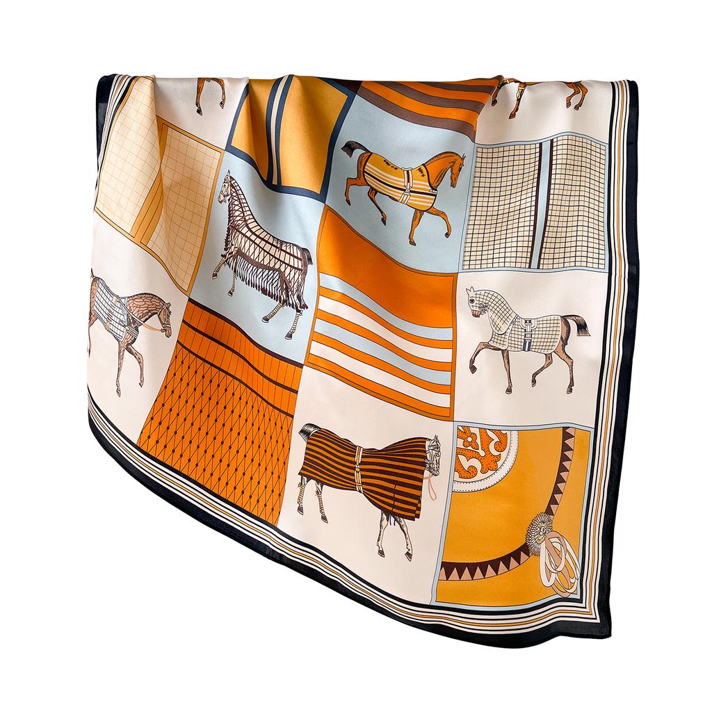 111% Mulberry Silk 71 * 71 Silk Scarf Women's Summer Horse Versatile Decorative Scarf Four-season Small Scarf