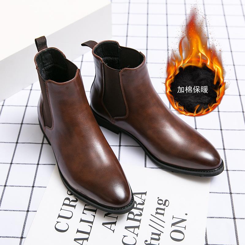 British style autumn and winter velvet leather boots large size fashion Chelsea boots, trendy foot boots mens sneakers