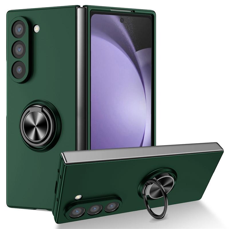Ultra Thin Matte Hard PC Folding Phone Case for Samsung Galaxy Z Fold 7 6 5 4 3 360 Rotating Ring Holder Cover