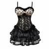 Women Corset Dress Bustier Top Skirt 24 Lace Print Mini Set