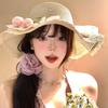 Big Brim Sun Hat Seaside Beach Idyllic Forest Bow Streamer Straw Hat Female Summer Flower Tulip