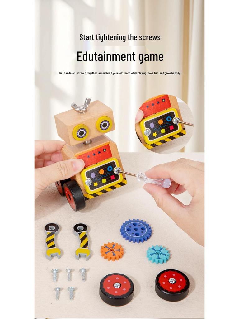 Wooden DIY Kids' Nut Assembly Tool Set - Educational Puzzle Toy for Ages 3-5