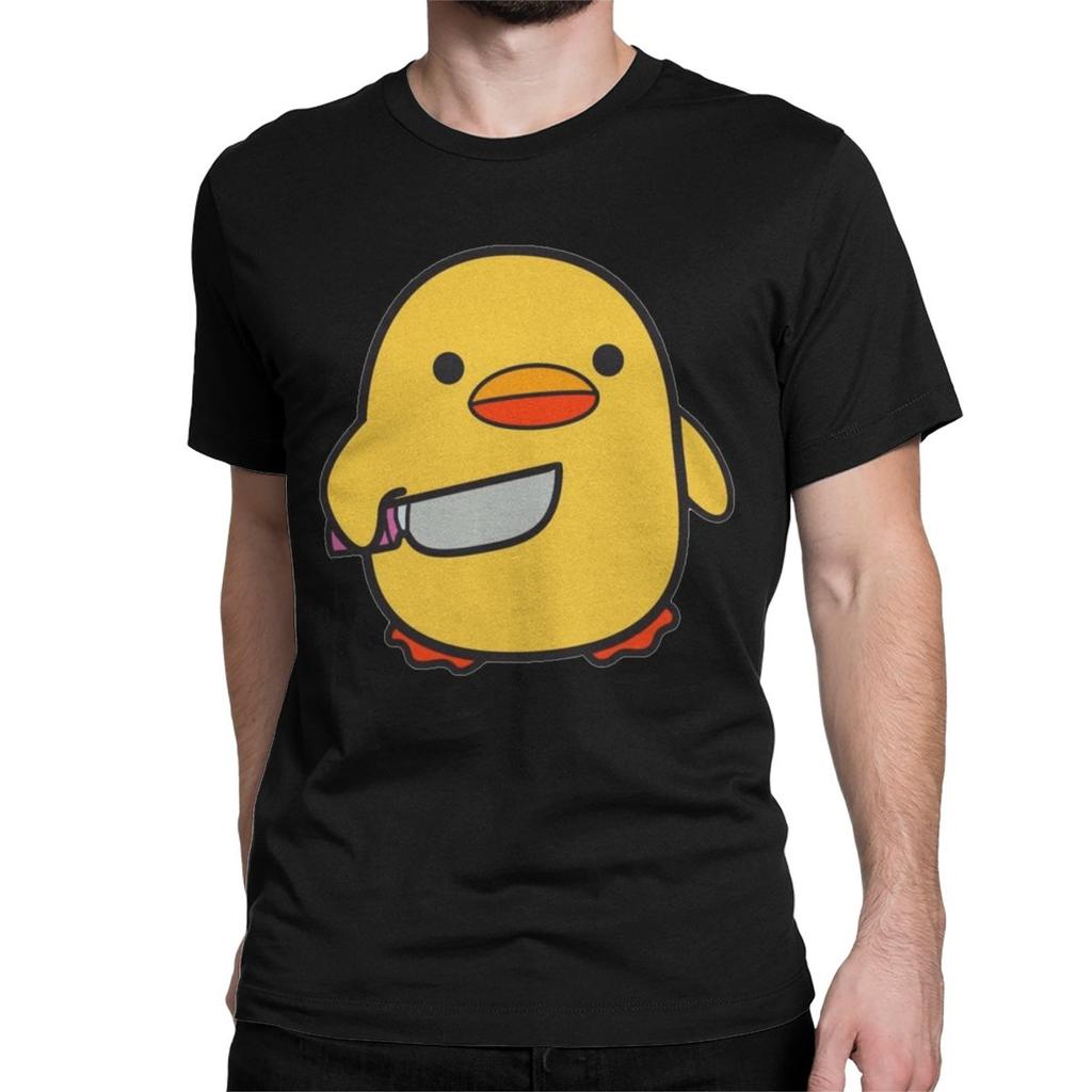 Lustige Ente mit Messer T-Shirts für Unisex Damen Neuheit Baumwoll-T-Shirt O-Ausschnitt Kurzarm T-Shirts Geschenk Kleidung Unisex