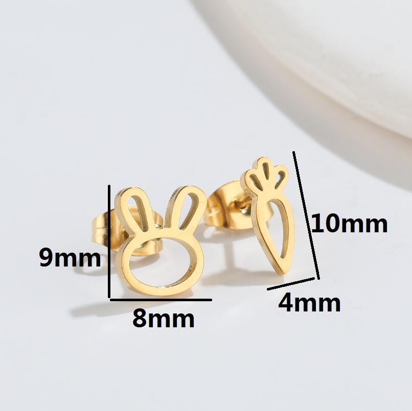 

Cute Dinosaur Stainless Steel Stud Earrings For Men Women Small Unicorn Animal Multiple Earings Accessories Unique Gifts Copper color
