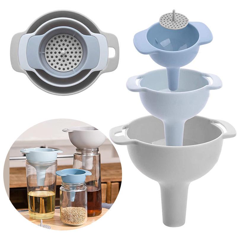 

4 In 1 Kitchen Funnels For Filling Bottles Kitchen Funnels With Detachable Strainer Filter Food Grade Household Oil Funnel 4 in1