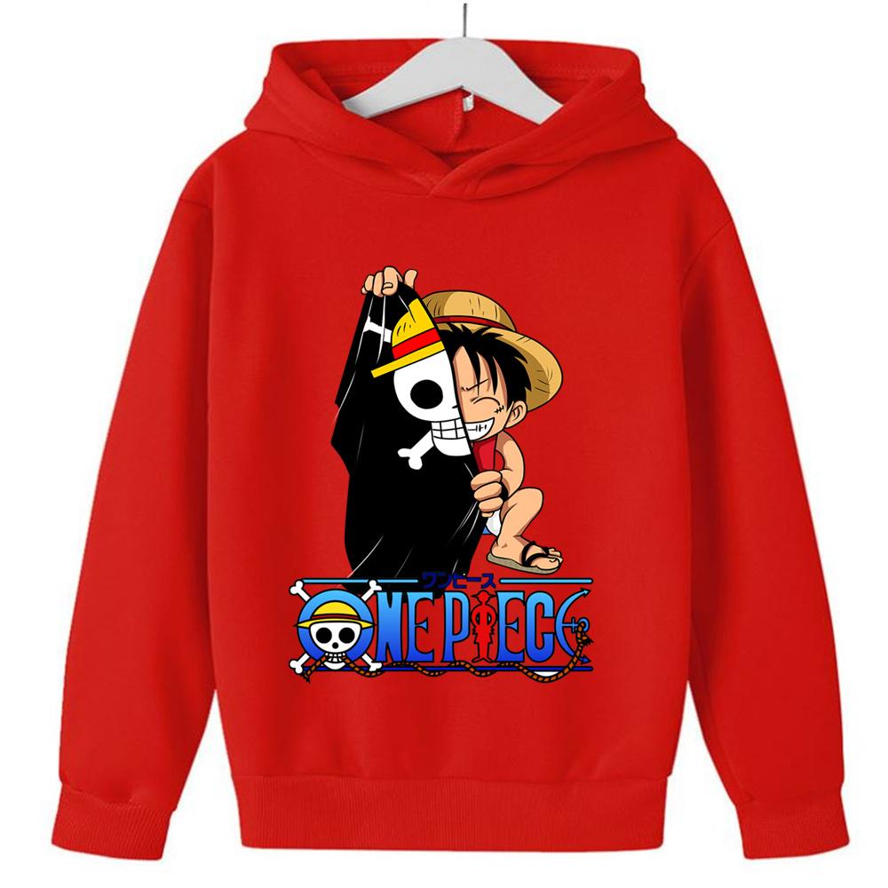 Anime One Piece Hoodies Luffy Casual Ace Law Roronoa Zoro Luffy Streetwear Kids Boys Sweatshirts Pullover Hooded Fashion Costume