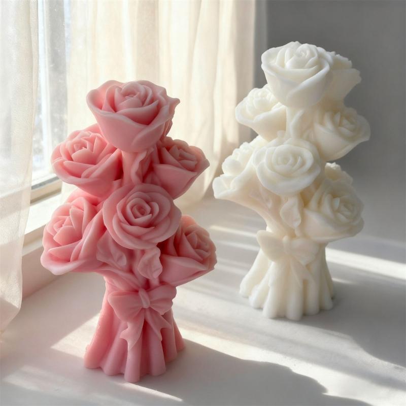 Flexible Rose Shaped Silicone Craft Mold Easily Release DIY Scented Gypsum Candle Wax Chocolate Molds