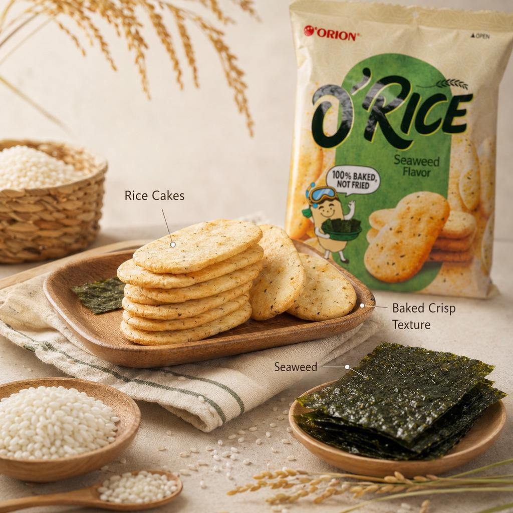 Orion Seaweed‑Flavored Rice Cakes 95.4g seaweed‑flavor crispy rice snacks