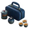 A25F- Travel Tea Set 1Set-Portable Teapot Tea Canister Tea Cup Outdoor Quick Cup Leather Carry Bag