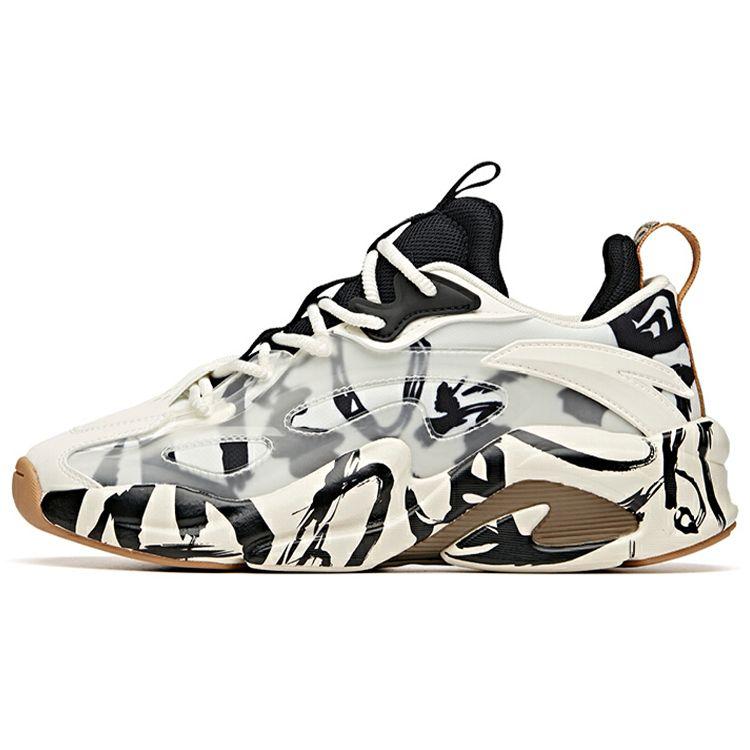 ANTA Men s Xingfeng Retro Chunky Dad Shoes Off White Black Graffiti 112048081-4 40
