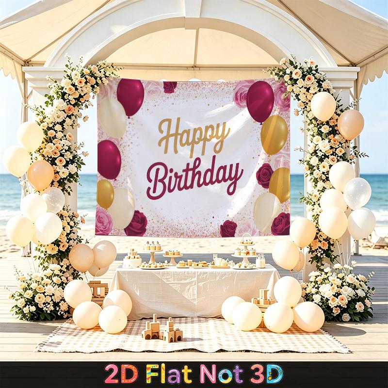 Party Backdrop Happy Birthday Birthday Wedding Floral Balloon Photo Booth Background Front Door Decor