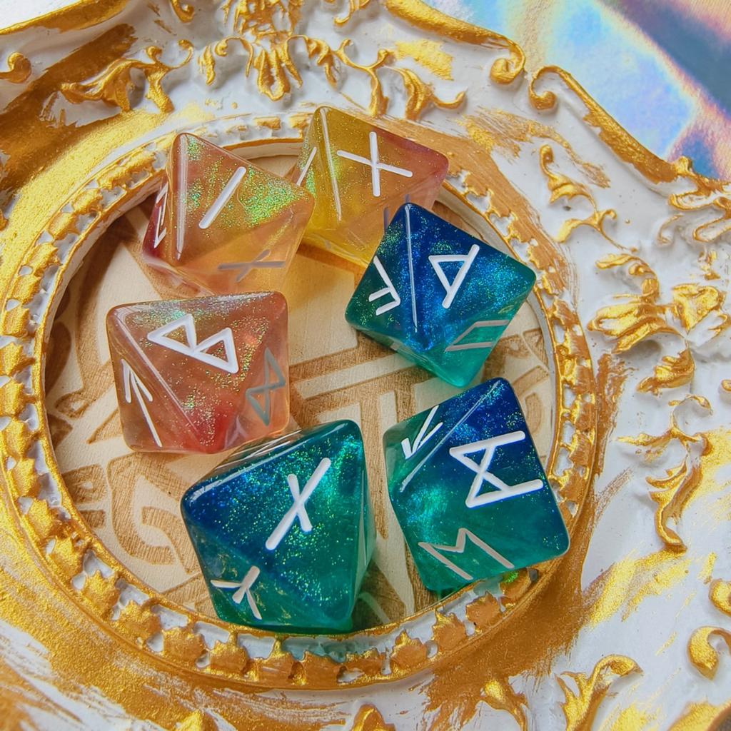 8-seitiges Runenwürfelset 3 Stück/Los D8 Galaxy Polyedrische Würfel für Konstellations-Divinationswürfel Unterhaltung Brettspielzubehör