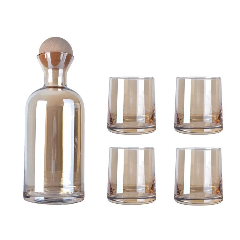 1,2l skleněná lahev na vodu sada hrnků 250ml kelímek na vodu s dřevěným víkem skleněná karafa domácí kancelář pití hrnek konvice na čaj džus hrnek na mléko