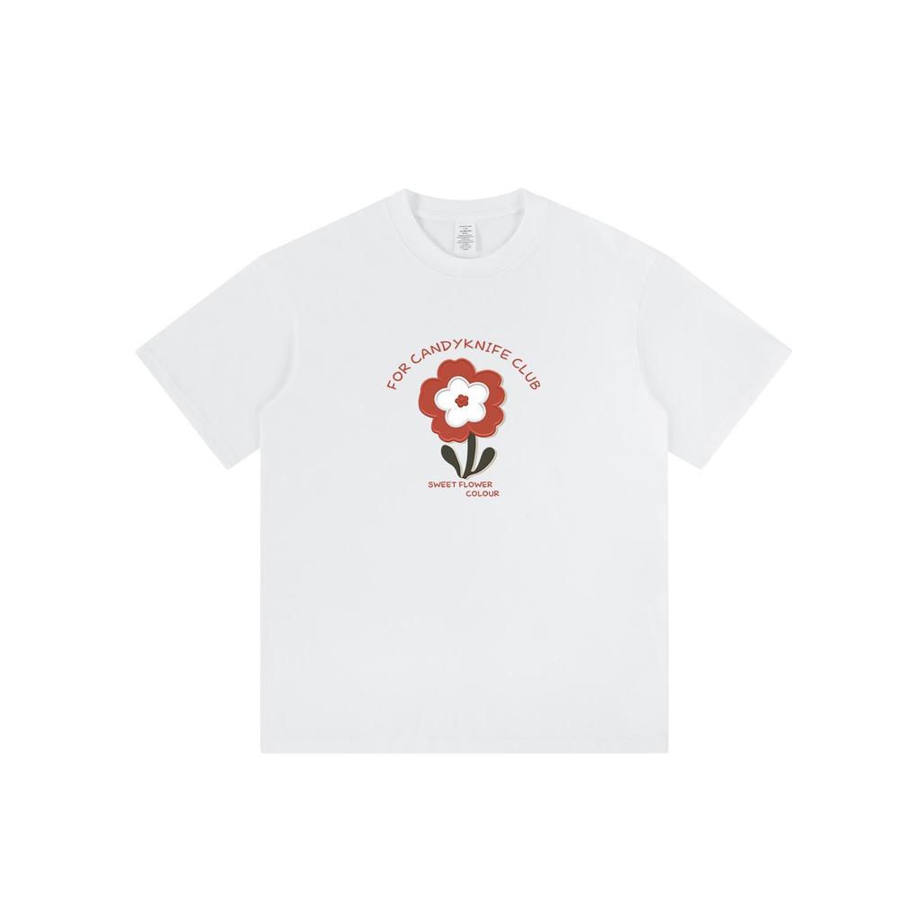 Women's Summer Floral Cotton T-Shirt: Loose Fit, Round Neck, Short Sleeve, Trendy American Design