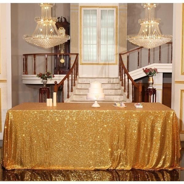 Glitter Square Rectangle Tablecloth Sequin Embroidered Tablecloth Wedding Sequins Tablecloth Party Tablecloth Halloween & Christmas Decoration