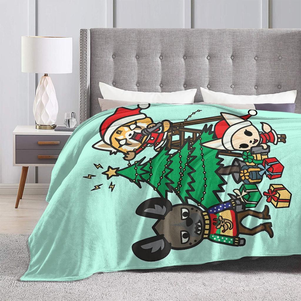 Aggretsuko Soft Warm Blanket Kids Adult Plush Throw Blanket Fluffy Bedroom Flannel Bedspread Sofa Bed Cover