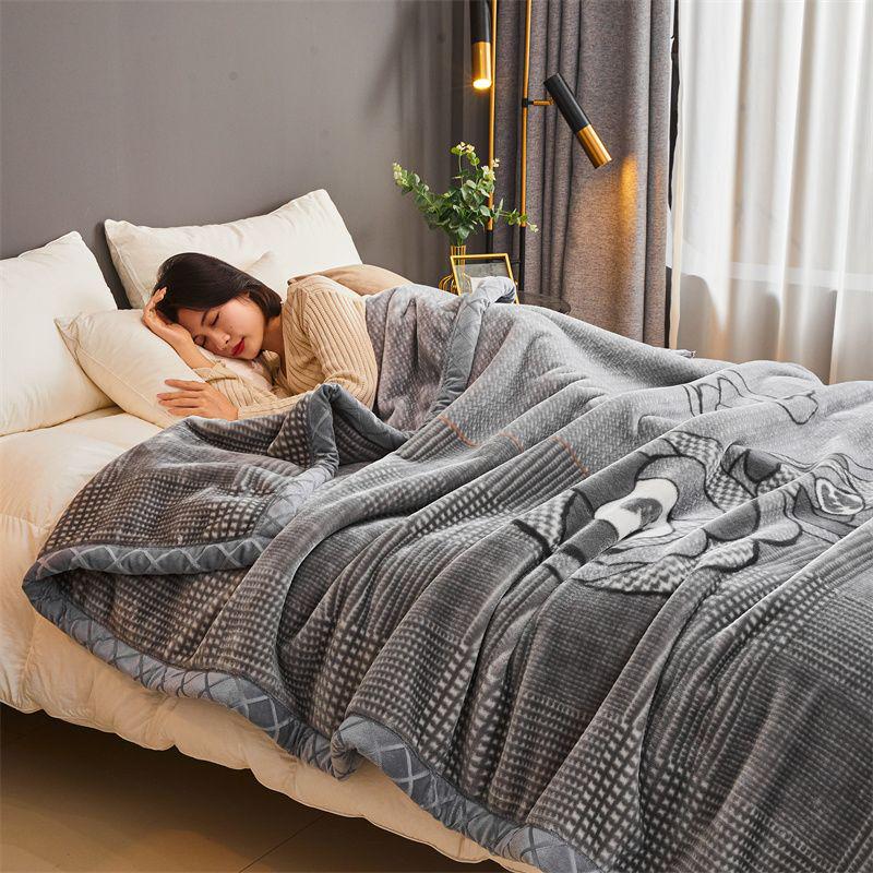 G5Z Thickened Raschel & Coral Flannel Winter Blanket for Dorms & Bedrooms