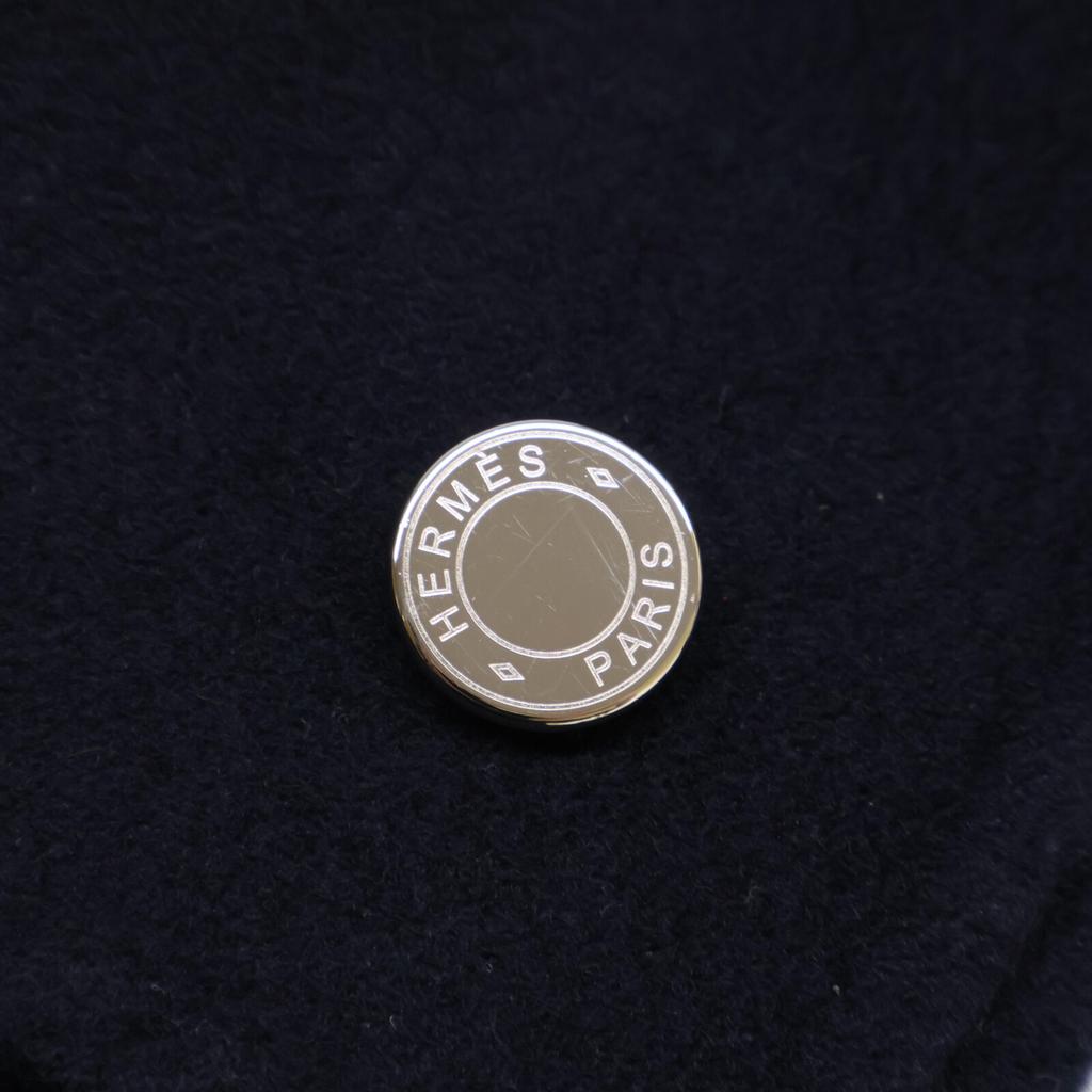 HERMES Beautiful item, genuine Japanese made, 16AW cashmere x lamb leather, serie button collarless jacket coat 34 Dark navy x blackUsed