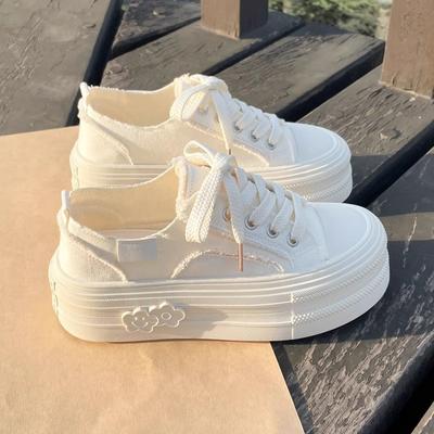 Women's Thick-Soled Canvas Shoes  Autumn New Niche Original All-Matching White Shoes Milk Fufu Casual Shoes Board Shoes
