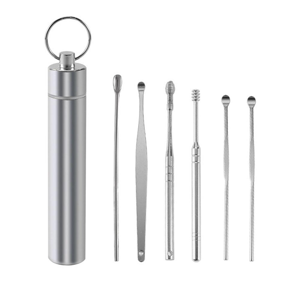 

6 in 1 Portable Ear Wax Picker Set Stainless Steel Ear Cleaner Ear Wax Remover Spiral Ear Cleaning Tool with Storage Box