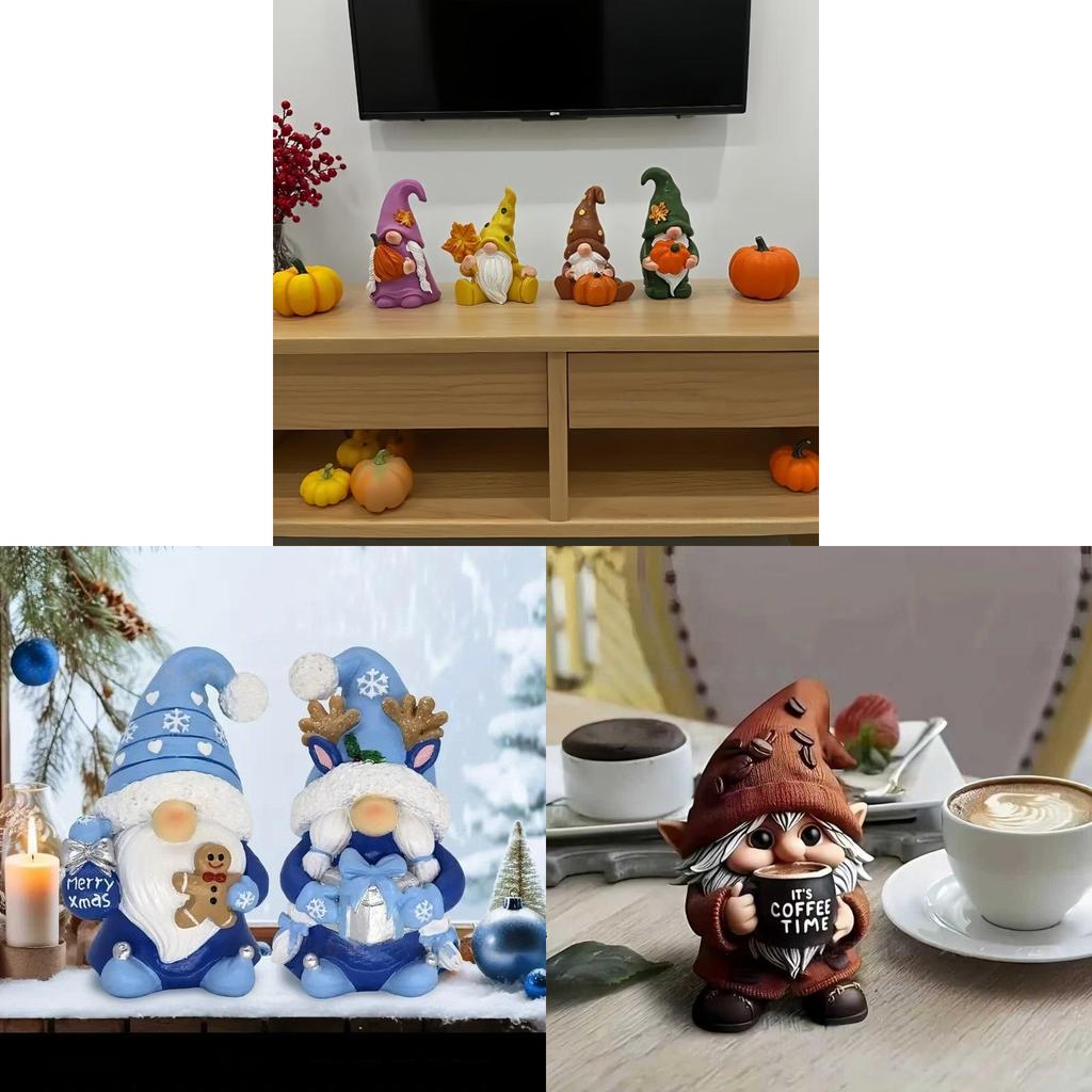 Christmas Couples Gnome Resin Figurine Set Home Decor Gift For Holiday Celebrations