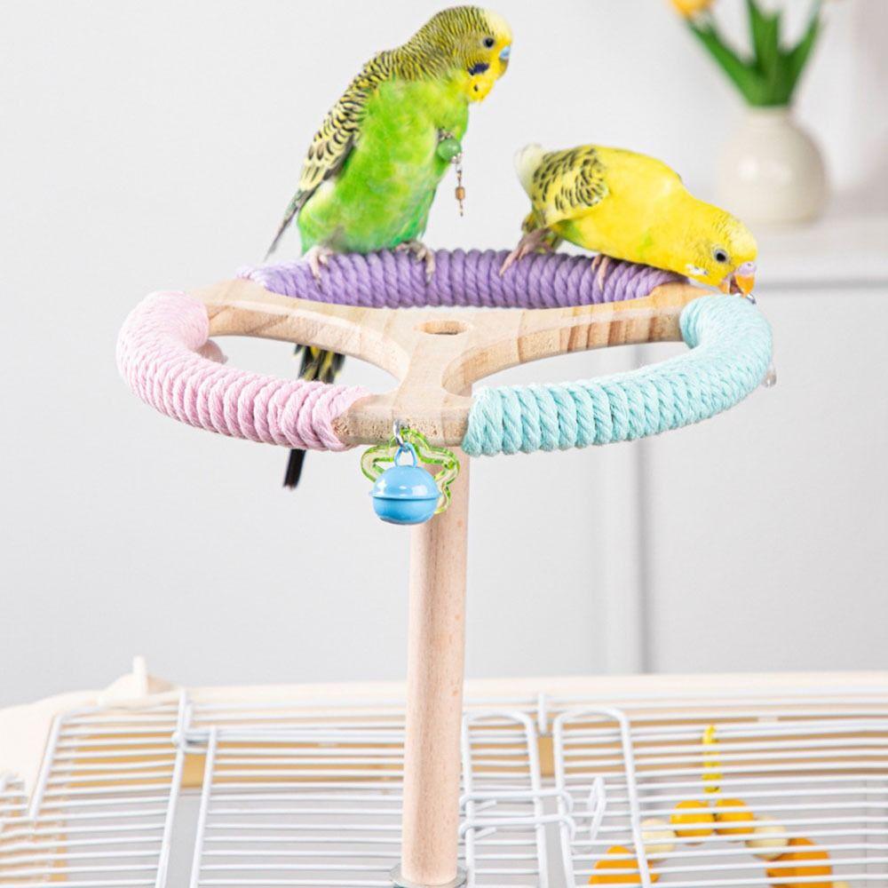 Massivholz Drehbarer Tischplatten Vogel Sitzstange Abnehmbare Vögel Schleifstange Halter Unzertrennliche