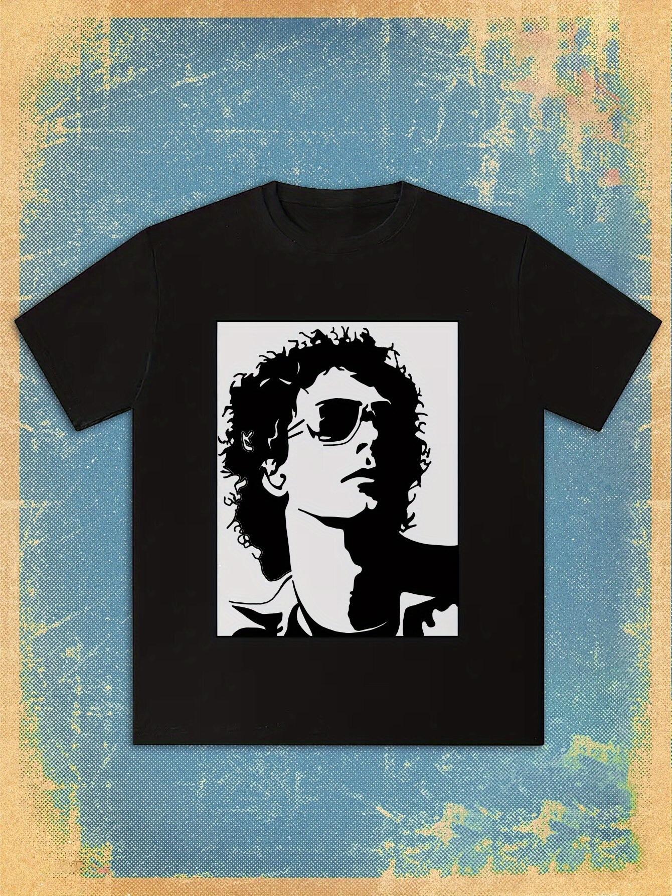 T-shirt Black Bob Dylan Graphic - Casual Summer Tee with Glasses Portrait XXL