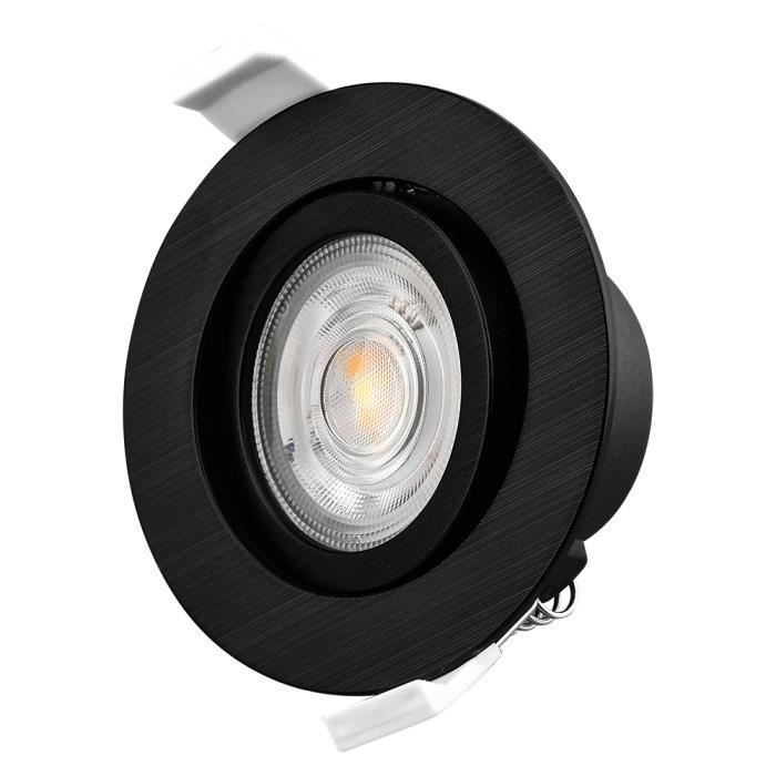 Spot LED encastrable 3-en-1 rond noir 7 W – IP20 – Ø 70 mm