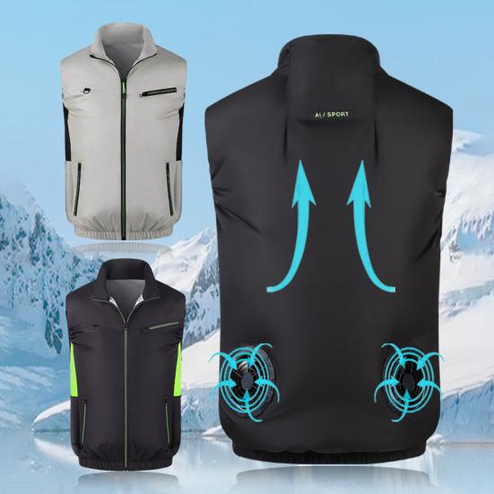 Fan Vest with Adjustable Wind Speed Powerful Dual Fan Cooling Ergonomic Design Summer Heat Relief Cooling Waistcoat